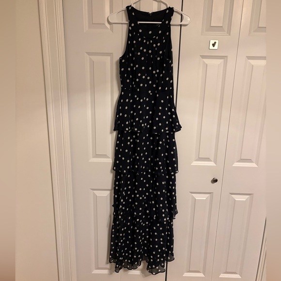 Tommy Hilfiger Navy with White Polka Dots Ruffle Maxi Dress - Picture 5 of 8